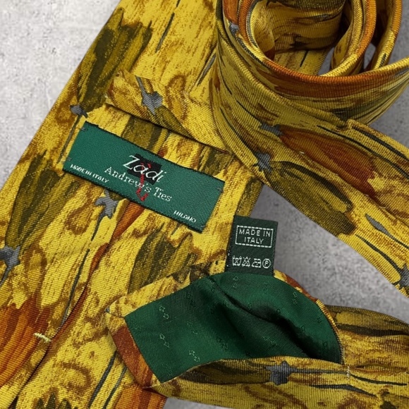 ZADI ANDREWS Yellow/Orange Floral Silk LUXURY Tie ITALY - Picture 4 of 6